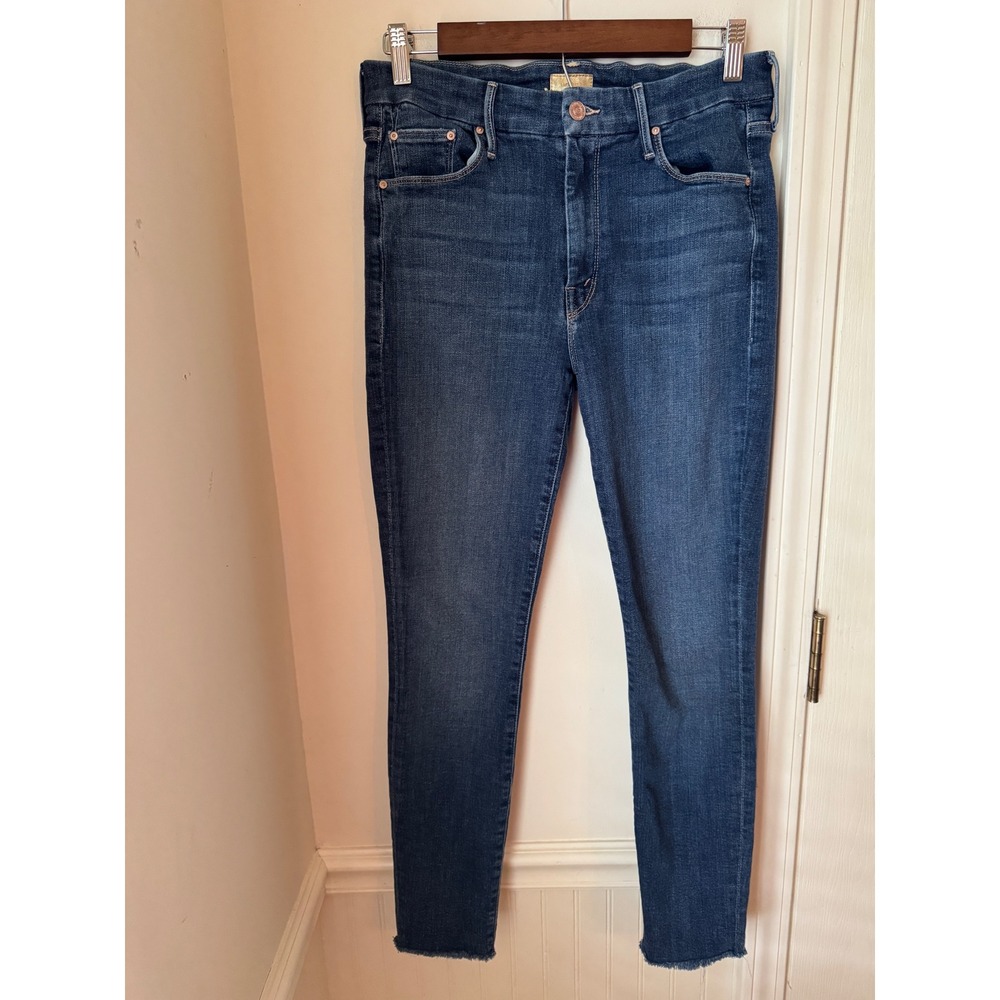 Mother Looker Ankle Fray Jeans Girl Crush Skinny Raw Hem Size 30